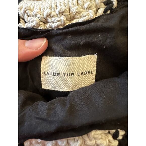 Laude The Label X Curateur Gabby Macrame Bag Handbag Off-White/Black Stripe NWT - Picture 8 of 10